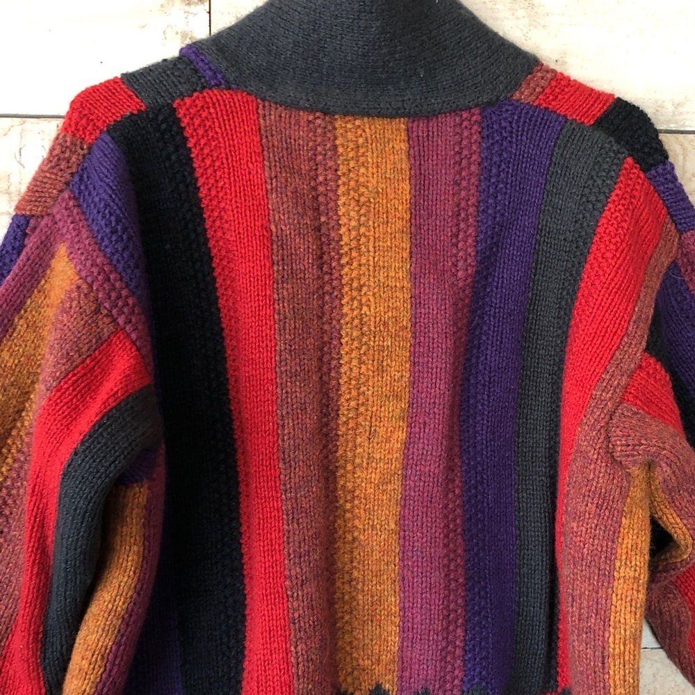Segrets Sun Prints Colourful Shetland Wool Hand Knit Cardigan - Picture 12 of 12